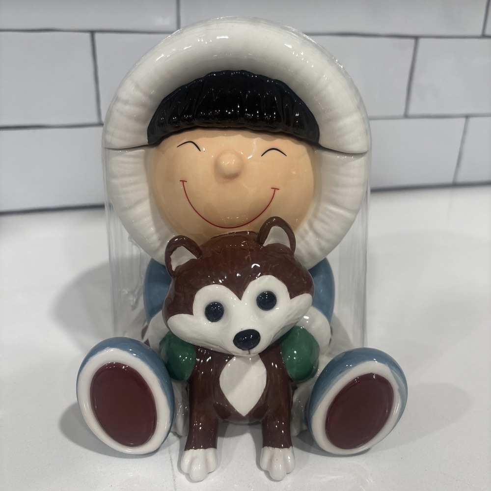 Hallmark Frosty Friends Cookie Treat Jar Container Siberian Husky Dog Retired 7"